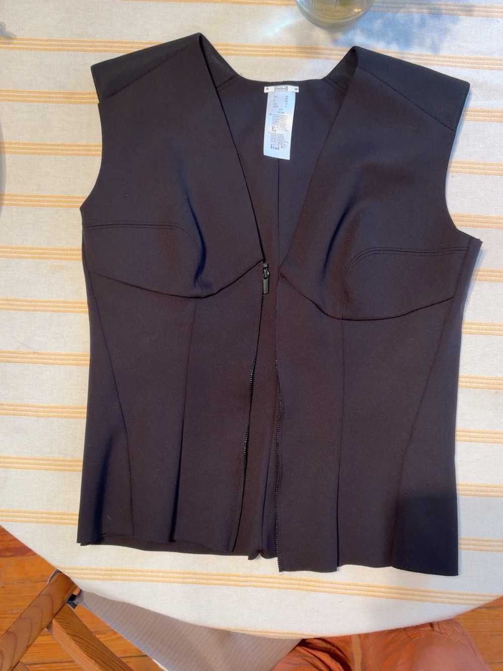 Wolford Black Zip Front Bustier Corset Top Size 8 EU 38